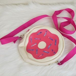 Handmade Donut Purse w pink nylon adjustable strap